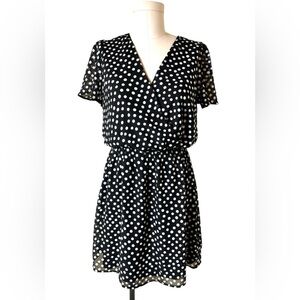 NWT Brixon Ivy Wesley Polka Dot Print Dress, Black and White, Size Medium